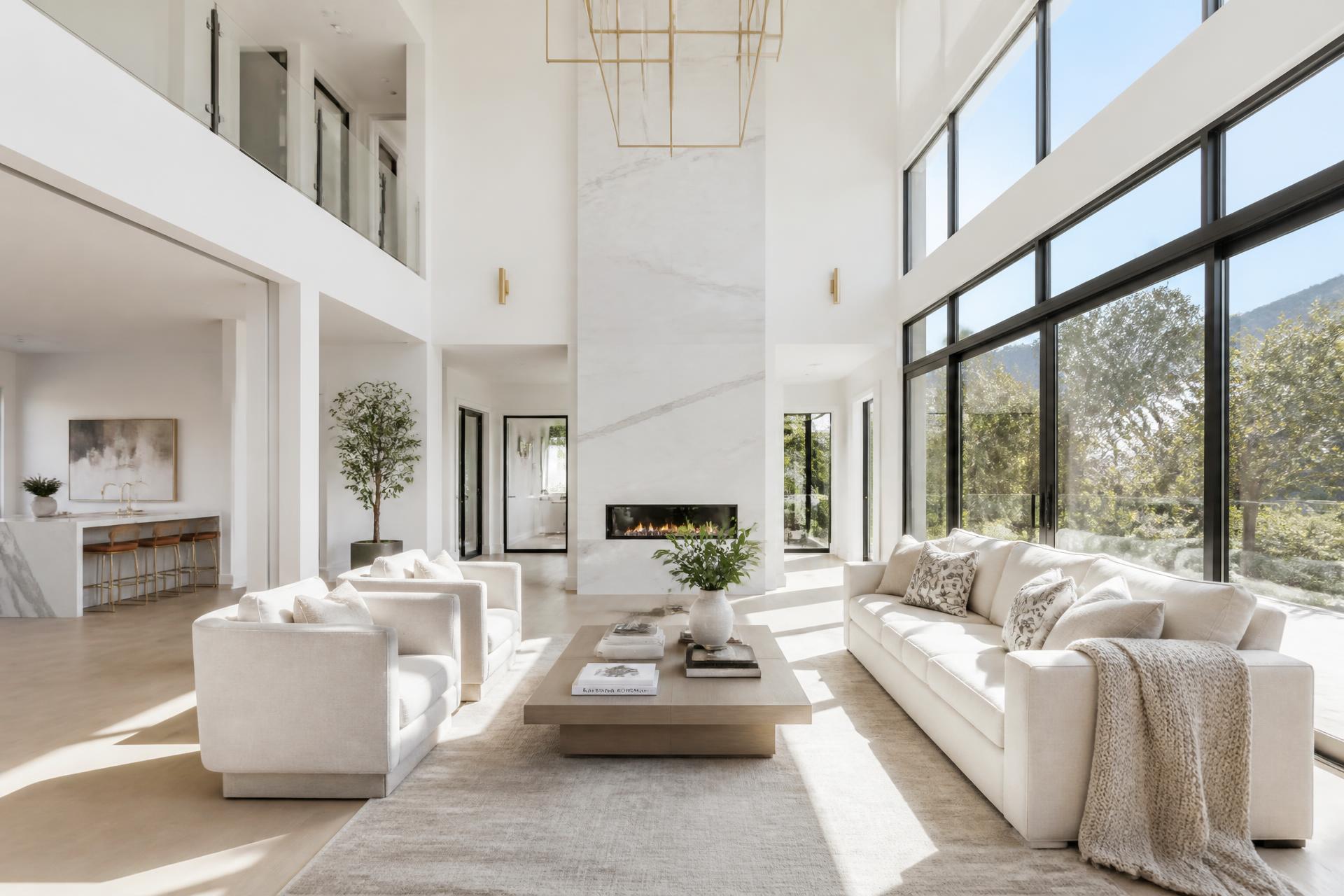 Sunlit modern living room with clean, fresh indoor air